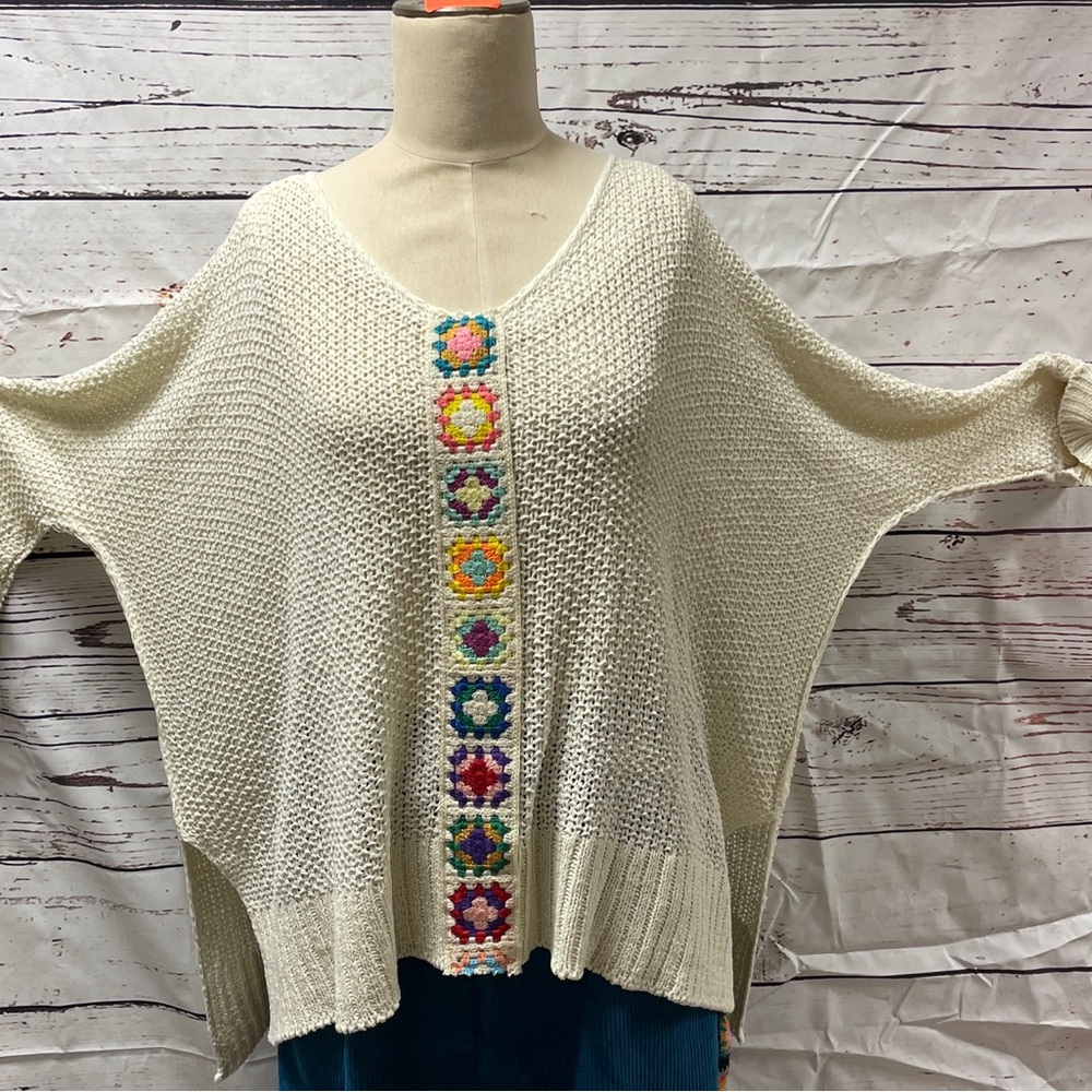 ivory granny square sweater